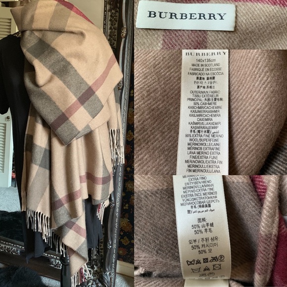 🎊Sold🎊Burberry Check Print Wool & Cashmere Cape - Picture 8 of 8